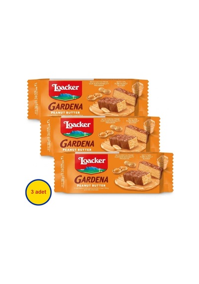 Loacker Gardena Peanut Butter - Çikolata Kaplamalı Yer Fıstığı Ezmesi Kreması Dolgulu Çıtır Gofret 38 G 3 Adet