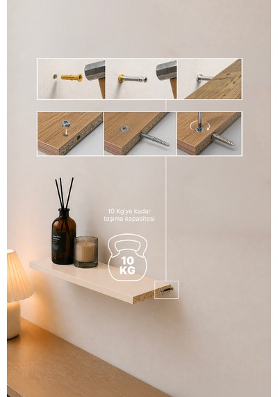 Nest 3 Raflı Gizli Monte Uçan Raf 50 15 Cm Ay Taşı