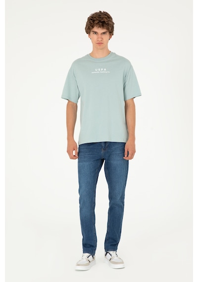 U.S. Polo Assn. Erkek Comfort Fit Bisiklet Yaka Su Yeşili Tişört 50294322-VR048