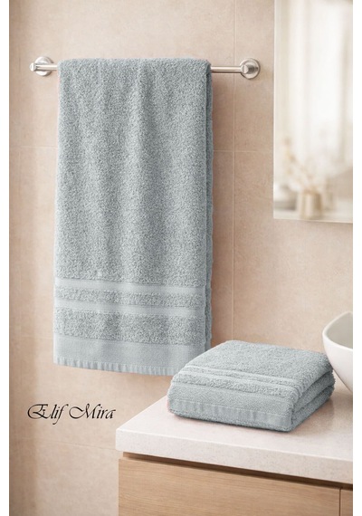 2 Parça Banyo Havlusu Seti Pamuklu Sude 70x140 + 50x85 Cm Gri