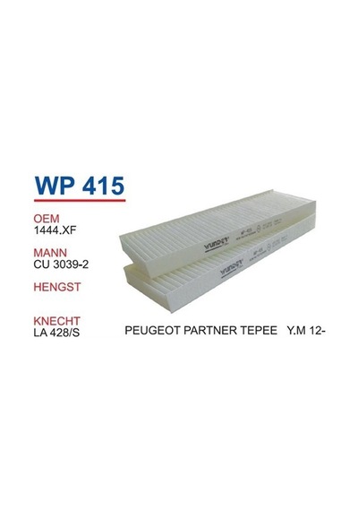 Wunder Peugeot Partner Tepee 2012 Polen Filtresi Oem No:1444 Xf