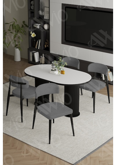 Avvio Sophia Bohem Ayak Siyah Polo Sandalye 80x140 Mutfak Masa Sandalye Takımı Beyaz Avvio Sophia Bohem Ayak Siyah Polo Sandalye 80x140 Mutfak Masa Sandalye Takımı Beyaz