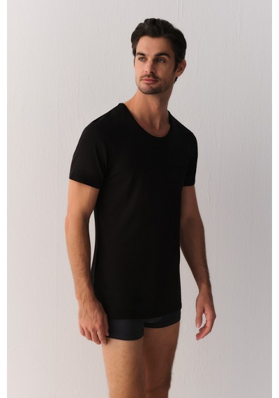 Suwen Smart Cotton Modal T-shirt Sw0004607f012 Siyah