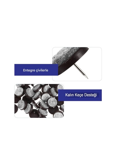 Çivili Keçeli Plastik Poligrit 25 Adet Mobilya Masa Sandalye Parke Laminat Zemin Koruyucu Pabuç Belirtilmemiş