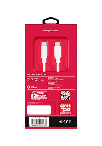 GNP 25 W Type-C Kablo 1 M GNP 25 W Type-C Kablo 1 M