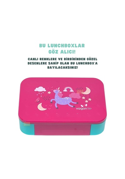 Vagonlife Bento 900ml Lunchbox Tek Katlı 2 Bölmeli Pp Plastik Çocuk Sefer Tası Yemek Kutusu Pembe