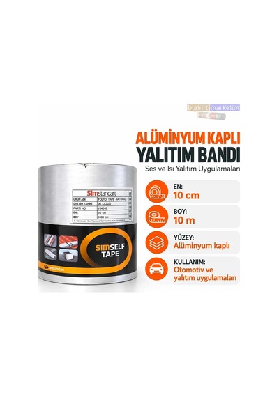 Simself Alüminyum Kaplı Oto Ses Yalıtım Bantı 10cm X 10mt Bant Marketim