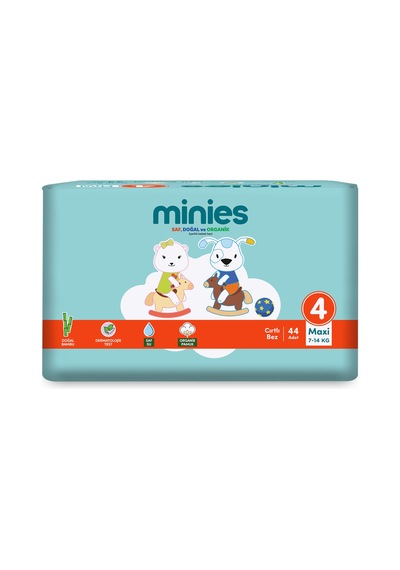 4 Adet Minies Bebek Bezi Maxi 4 Beden 7-14 Kg 44 Adet Diğer