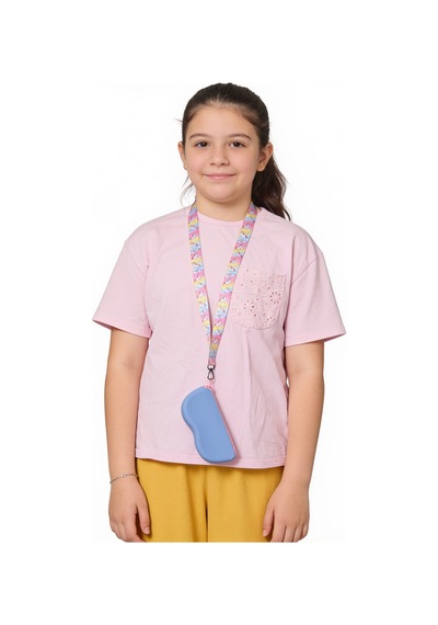 Silikon Kalemlik Ve Gözlük Kılıfı Çok Amaçlı Fermuarlı Mavi -pembe Fermuar -boyuna Takmalı Renkli Aksesuar Mavi-pembe Fermuar-boyuna Takmalı Aksesuar