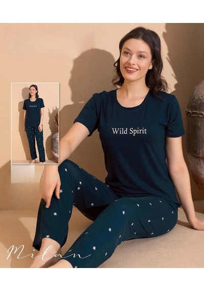 Boyraz Slim Fit Dar Kesim Kadın Milan Bisiklet Yaka Kısa Kol Pijama Takımı 11002y - 1 Adet Yeşil Boyraz Slim Fit Dar Kesim Kadın Milan Bisiklet Yaka Kısa Kol Pijama Takımı 11002y - 1 Adet Yeşil