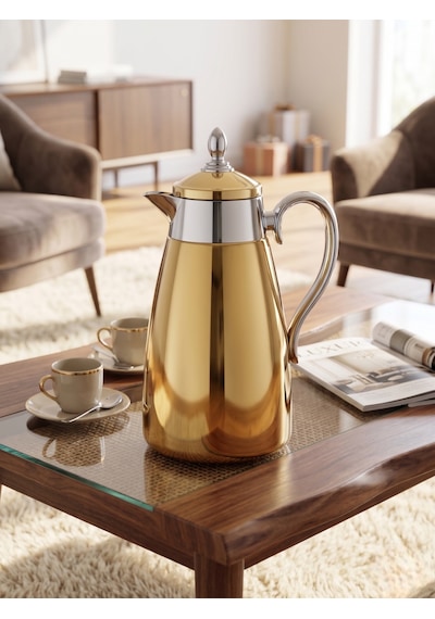 Minimalist & Lüks: Aura Luxury Gold Yüksek Yalıtımlı Termos 1.3 L Altın