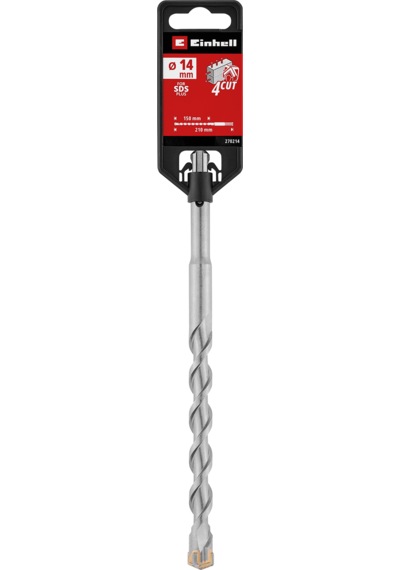 Einhell SDS Plus 4 Ağızlı Beton Matkap Ucu 14 x 210 mm 49270214, Ø 14 mm, karbür uç, beton ve donatılı beton