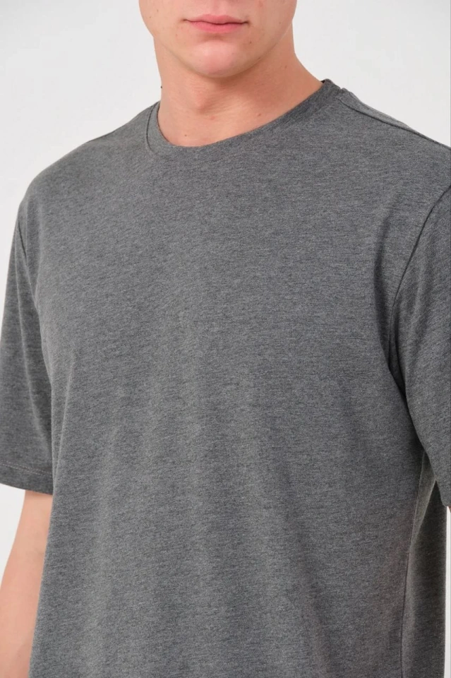 Erkek 24/1 Düz A Kalite Oversize T-shirt - Antrasit Antrasit