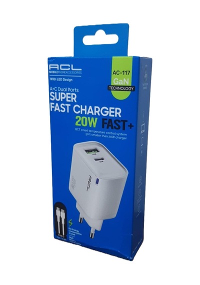 Acl Ac-117 20w Qc 3,0 C To C Kablolu Gan Şarj Aleti