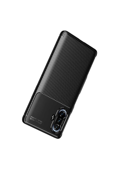 Xiaomi Redmi K40 Gaming Kılıf Karbon Görünümlü Silikon Kamera Korumalı Üstün Koruma Pazarplus Lacivert