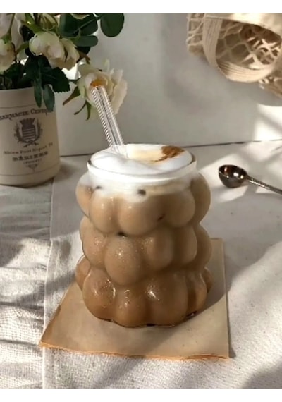 6 Adet Üzüm Kabartmalı Borosilikat Cam Bardak Sunumluk Pinterest Bubble Bardak Soğuk Kahve Bardağı Şeffaf