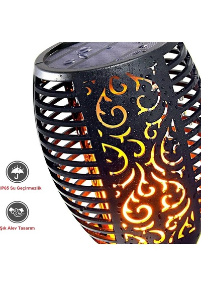 Luve Store 4'lü Solar Alev Efektli Led Bahçe Lambası Ip65 Güneş Enerjili Peyzaj Aydınlatma