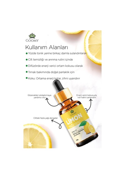 Goomy Limon Uçucu Yağı 10 Ml %100 Saf Ve Doğal Lemon Essential Oil