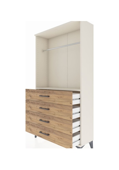 Arges Dolap Tek Raflı 4 Çekmeceli Tek Askılı 88x30x163 Aytaşı-çam Aytası
