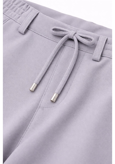 Yazı Erkek Slim Fit Dar Kesim Beli Bağlamalı Yan Cepli Casual Jogger Pantolon gri