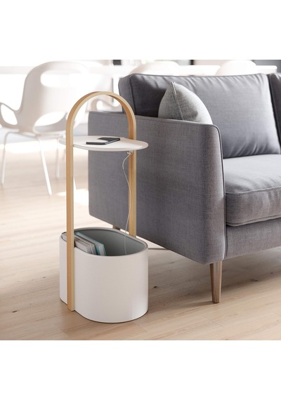 Umbra Depolama Ve Kablo Yönetimli Bellwood Yan Sehpa, Beyaz 9.5" X 13.7" X 27" Sku: Smg8690010218636 Açık Ceviz