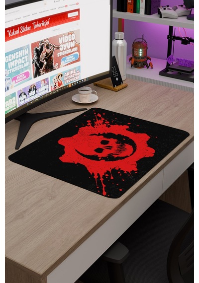 Gears Of War Kaymaz Dikişli Kauçuk Oyuncu Mousepad V2 - 48x40 Xl Gaming Mouse Pad Fare Altlığı