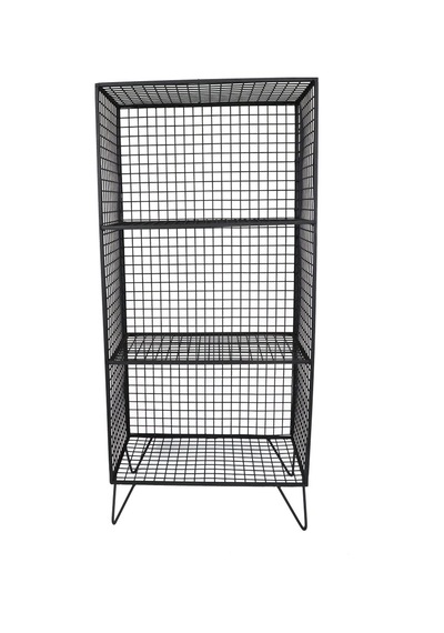 Ayaklı Metal Rafı 3 Gözlü Kitaplık Grid Kafes Tel Model Wd-62