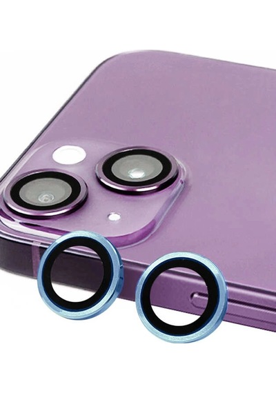 Mey Najmaddin Apple Uyumlu iPhone 14 Raze Metal Kamera Lens - Mavi Najmaddin