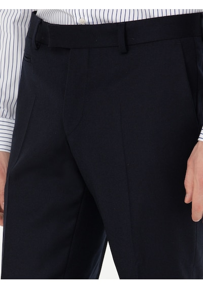 Cacharel Koyu Lacivert Slim Fit Yün Karışımlı Kumaş Pantolon