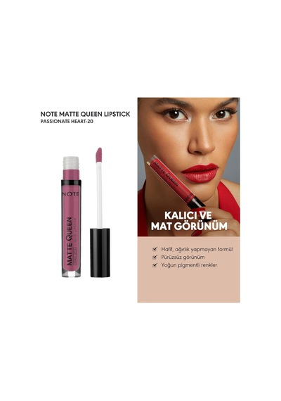 Cosmetics Matte Queen Lipstick 20 Passionate Heart Kalıcı Likit Ruj, Mor Belirtilmemiş