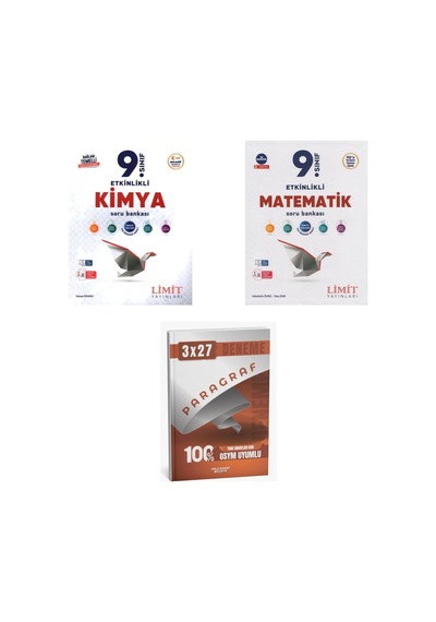2027 Limit 9. Sınıf Kimya Etkinlikli Maarif + Matematik Soru + Anla Kazan Paragraf Deneme 3'lü Set
