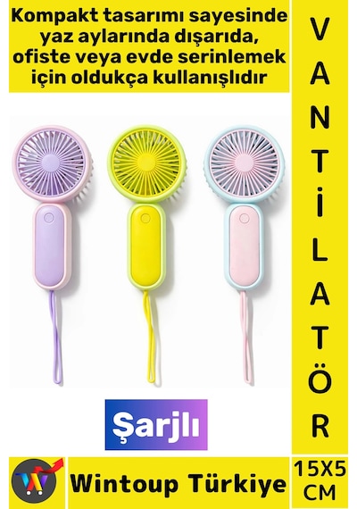 Vantilatör Kompakt Sessiz Çalışma Yoğun Üfleme Kablosuz Taşınabilir Şarjlı Mini El Fanı Vantilatör