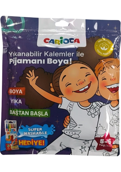 Boyanabilir Pijama-keçeli 5-6 Yaş Kalem Hediyeli Ln-80012