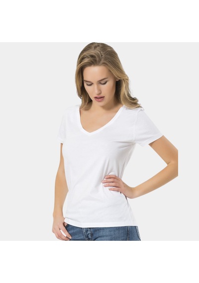 Wtshirt Milano Kısa Kol Derin V Yaka Kadın T-shirt Beyaz Beyaz Wtshirt Milano Kısa Kol Derin V Yaka Kadın T-shirt Beyaz Beyaz