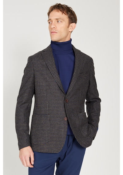AC&Co / Altınyıldız Classics Erkek Kahve Lacı Slim Fit Dar Kesim Mono Yaka Desenli Yünlü Ceket Kahve Lacı AC&Co / Altınyıldız Classics Erkek Kahve Lacı Slim Fit Dar Kesim Mono Yaka Desenli Yünlü Ceket Kahve Lacı
