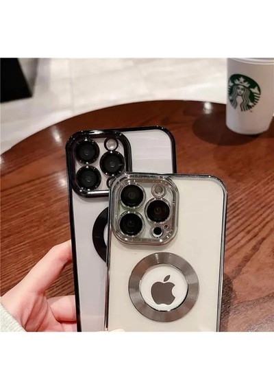Apple Uyumlu iPhone 14 Promax Extra Kamera Korumalı Kamerası Cam Lensli Lazer Lüx Kılıf Kapak Tam Koruma Gümüş