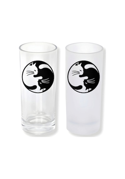 Kedi Ying Yang Buzlu Ya Da Buzsuz Seçenekleriyle Rakı Bardağı
