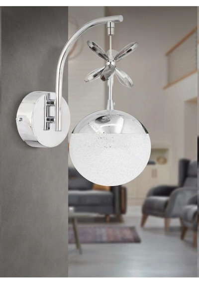 Şeker Toplu Kristal Taşlı Şık Led Aplik Elektrik İle Çalışmaktadır Gümüş