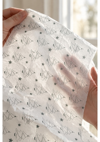 Yılbaşı Çam Ağacı Desenli Pelur Kağıt, 1kg 115 Adet - 50x70 Cm, H