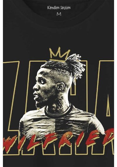 Siyah Unisex Zaha Wilfried Futbol Kısa Kollu Baskılı Tişört Unisex T-shirt 001