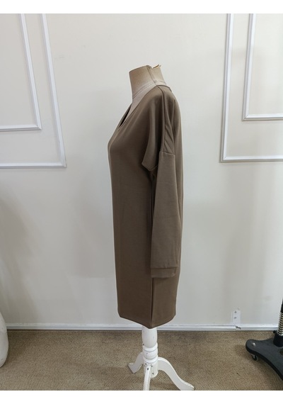 Bhrwear Kadın Uzun Kollu V Yakalı Kısa Modal Elbise Renkli