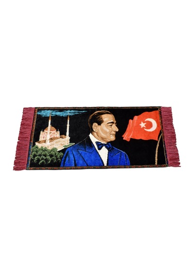 Zehra Abla Halı Yeni Nadir Merhum Adnan Menderes Tasvirli Portre Duvar Halısı 7182 Çok Renkli