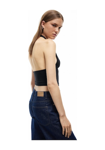 Koton Slim Fit Sırt Dekolteli Crop Halter Yaka Büstiyer Siyah 5sak10695ek Siyah