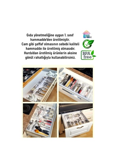 10'lu Set Modüler Çekmece Içi Düzenleyici Modüler Kaşıklık Mutfak Organizer Ekru 35 X 65 Diğer