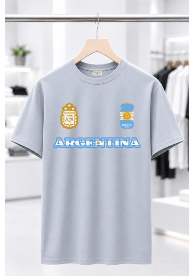 Bayloranzzo Argentina %100 Pamuk Heavy Cotton Premium Kalite Unisex Tişört Gri