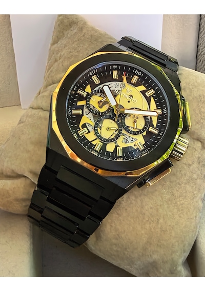 Raymond Premium Seri Siyah Çelik Erkek Kol Saati