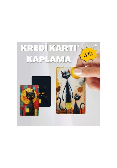 Sevimli Kediler Kart Kaplama 3'lü Set No2 Kredi Kartı & Akbil Sticker Standart