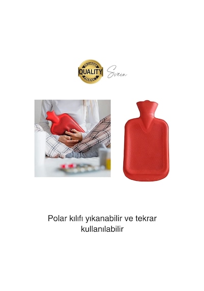 Büyük Boy El Ayak Isıtıcı Kauçuk Polar Kılıflı Sıcak Su Torbası Renkli 2 L
