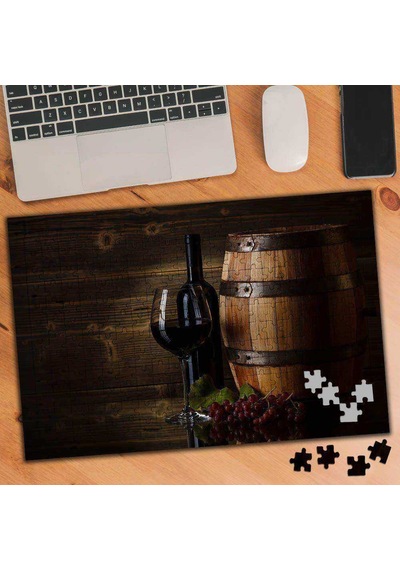 Kırmızı Üzüm Şarap Fıçısı Resmi 240 Parça Puzzle Yapboz -74774