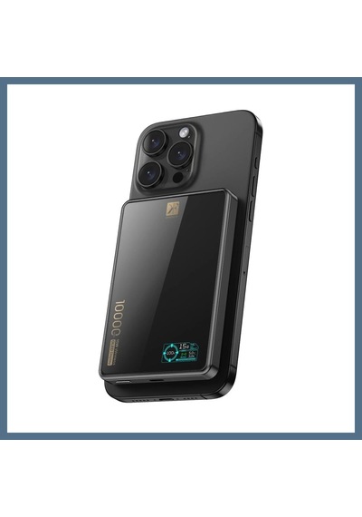 Buradabulabilirsin Pw598 10.000 Mah Dijital Göstergeli 20w Type-c Ve 15w Kablosuz Şarj Pd Hızlı Şarj Magsafe Powerbank - Siyah Bbz